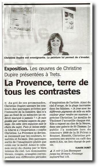 Article paru dans la Marseillaise le 20 Mars 2010